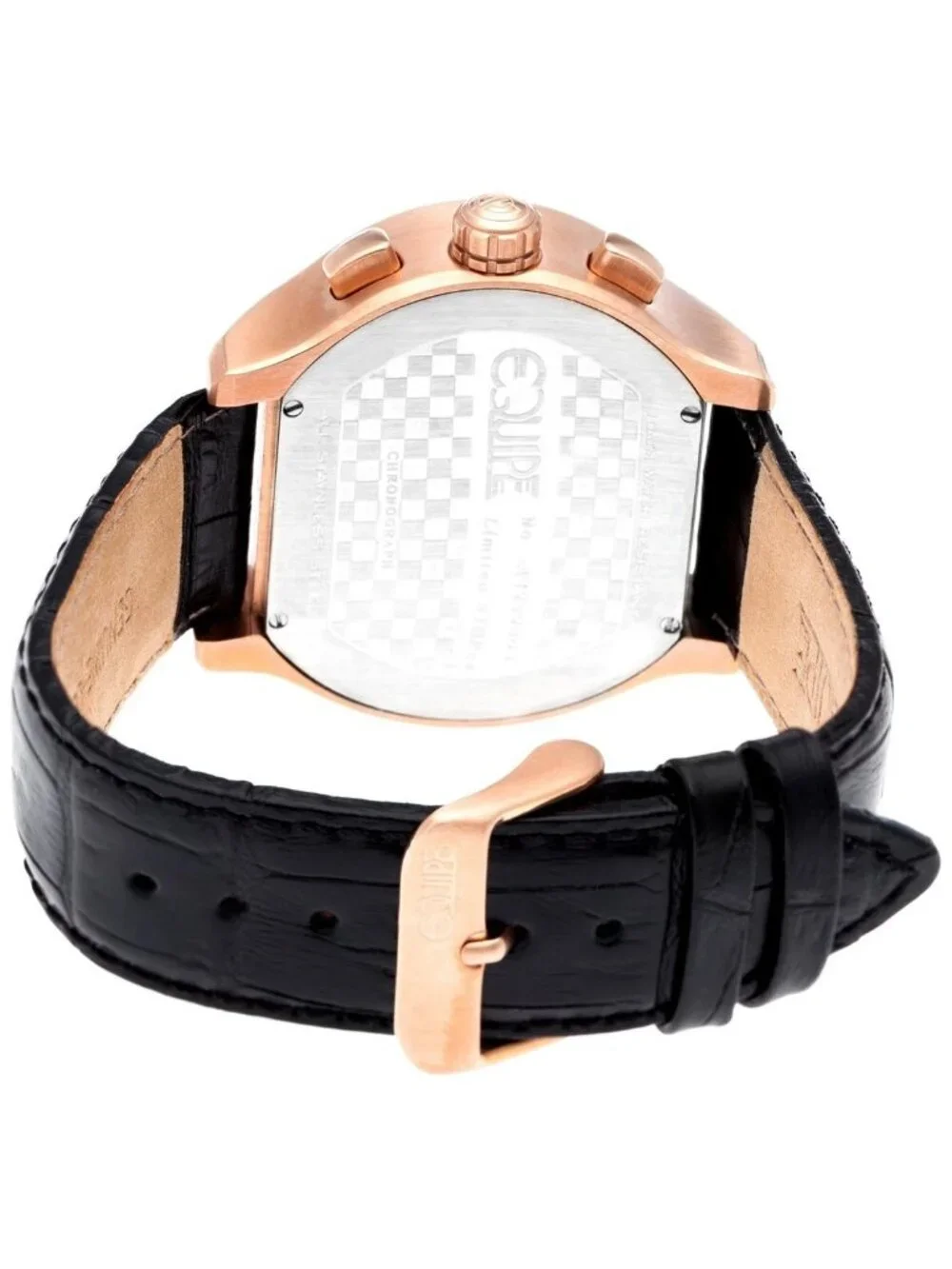 NWT Equipe Dash Chronograph Rose Dial Black Leather Men's Watch